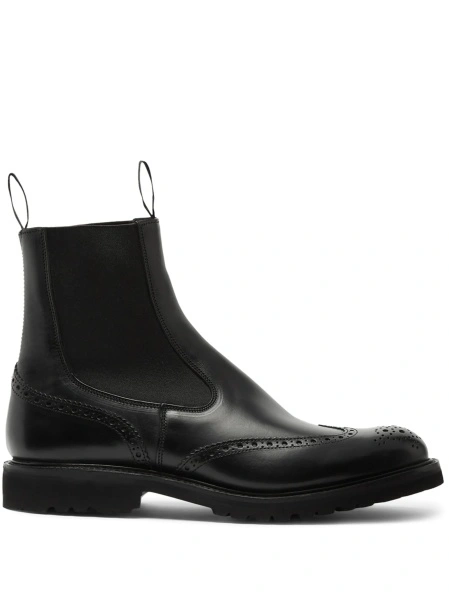 Bocanci TRICKER'S negri din piele si material textil