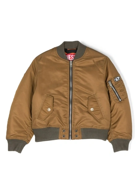 Bomber jacket Diesel verde din nylon si vascoza
