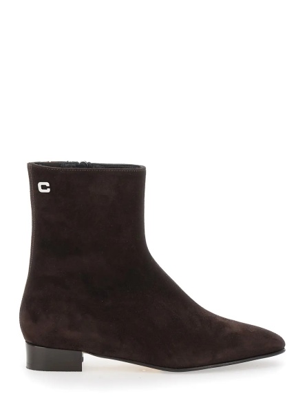 Botine 'Aiglon' Brown Boots with Logo Embroidery on the Side and Zip Closure on the Side in Suede Woman