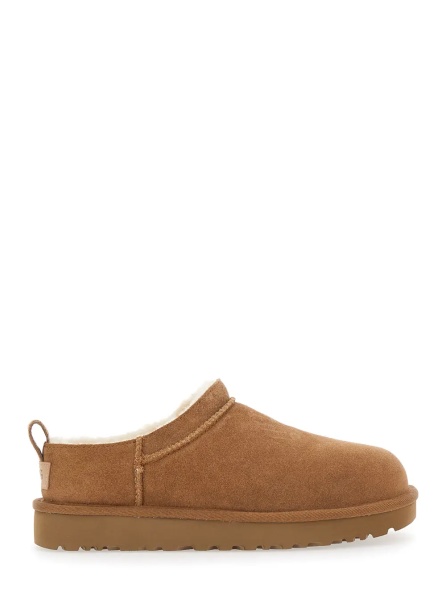 Botine Boots 'Classic Micro' with Logo Impressed in Suede Beige Women