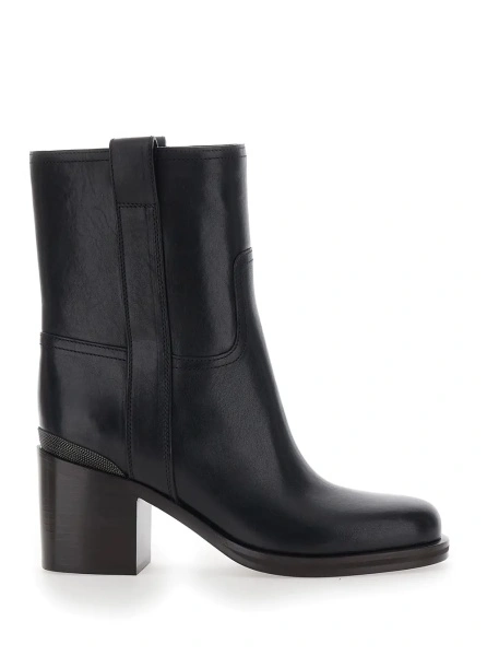 Botine Brunello Cucinelli negre din piele