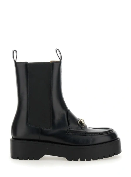 Botine Gucci 'Horsebit' negre din piele