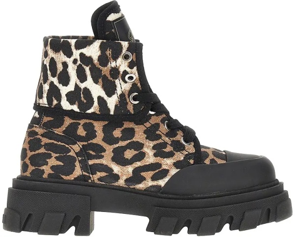 Botine Leopard-printed denim boots