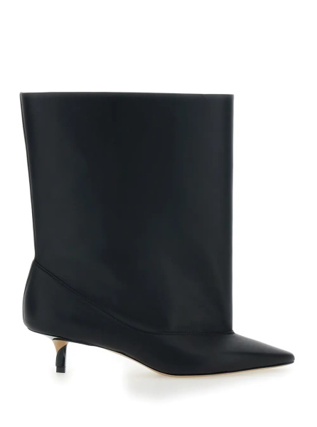 Botine 'Les Bottes Tourni' Black Ankle Boots with Pointed Toe and Low Stiletto Heel in Leather Woman