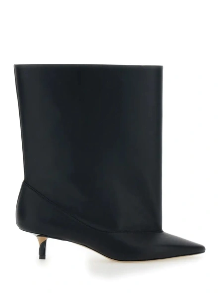 Botine 'Les Bottes Tourni' Black Ankle Boots with Pointed Toe and Low Stiletto Heel in Leather Woman