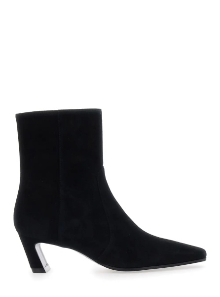 Botine 'Stassi' Black Ankle Boots with Side Zip Closure and Medium Heel in Leather for Women