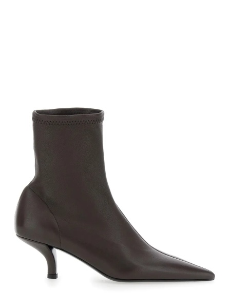 Botine TOTÊME Brown Ankle Boots with Pointed Toe in Leather Woman