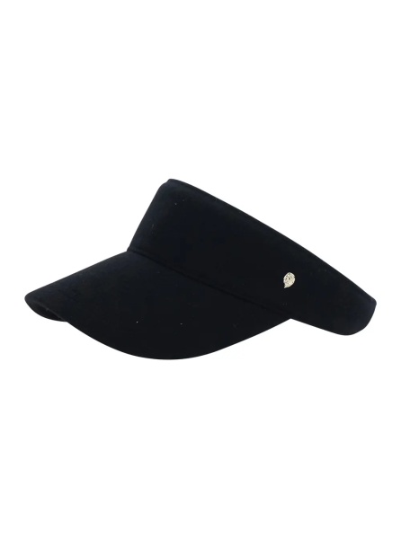 Caciula 'Berkley' Black Visor with Curved Brim and Logo Plate on the Side in Wool for Women