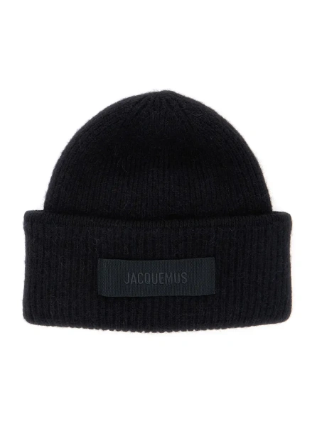 Caciula LE BONNET GROS GRAIN is a hat with a gros grain brim made of black unisex alpaca, nylon, and merino wool