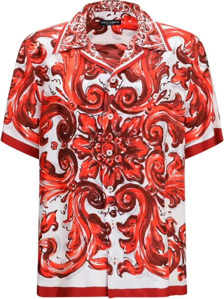 Camasa casual Maiolica print Hawaii Shirt in silk twill