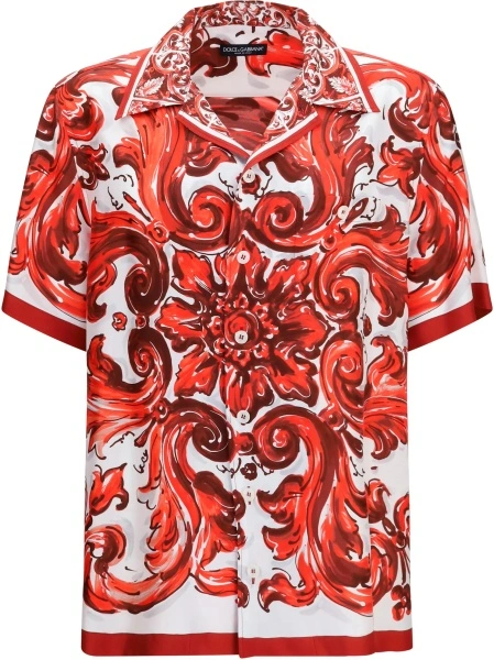Camasa casual Maiolica print Hawaii Shirt in silk twill
