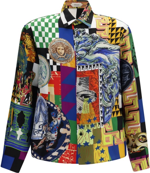 Camasa casual Medusa print silk twill Shirt