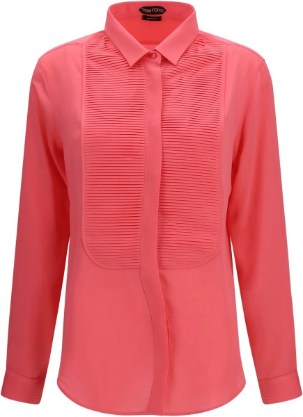 Camasa casual Tuxedo Shirt in silk with pleated bib