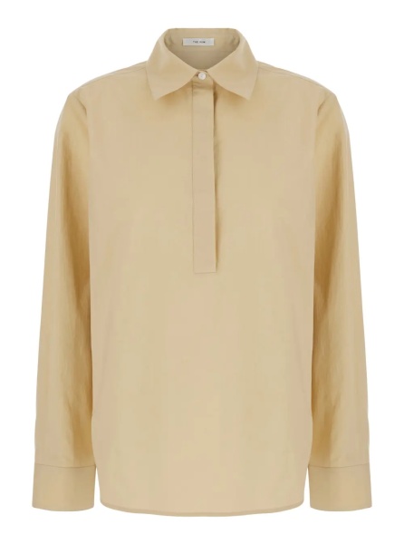 Camasa 'Margan' Beige Shirt with Classic Collar and Front Button Closure in Cotton Woman