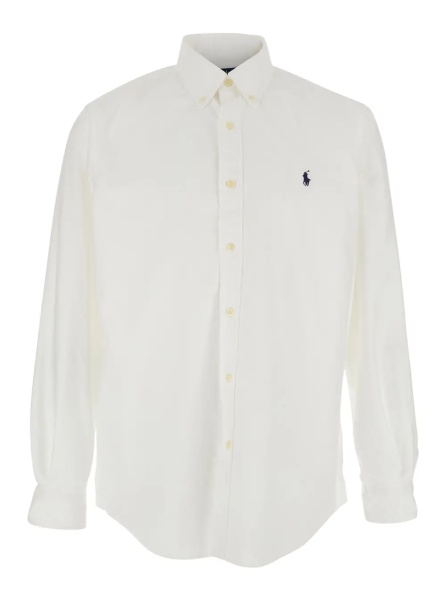 Camasa Shirt 'Custom Fit Oxford' with Button Down Collar and Pony Embroidery on the Front in White Cotton for Men