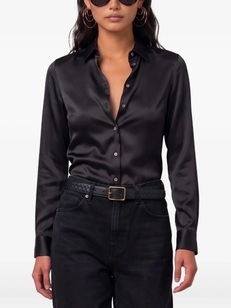 Camasa SUTTON NEW YORK neagra din elastan si matase