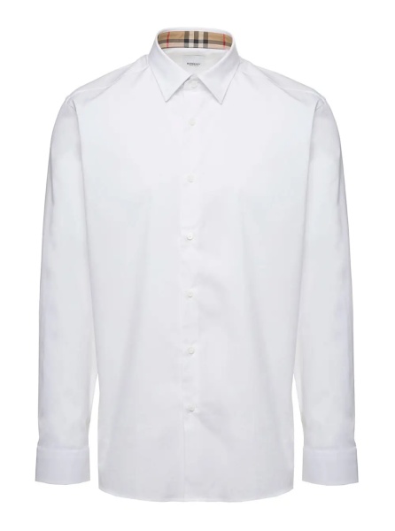 Camasa White Long Sleeve Shirt with Tone-on-Tone Embroidery in Stretch Cotton for Men