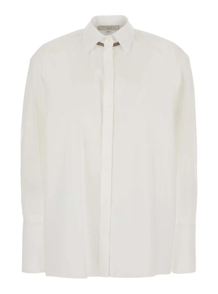 Camasa white Shirt with bead details in cotton for women