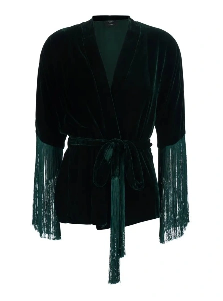 Cardigan ANTONELLI verde din catifea