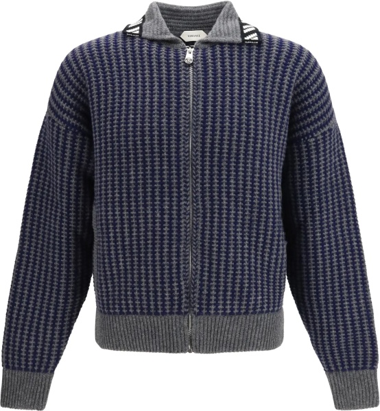 Cardigan Intarsia wool knit zip Cardigan