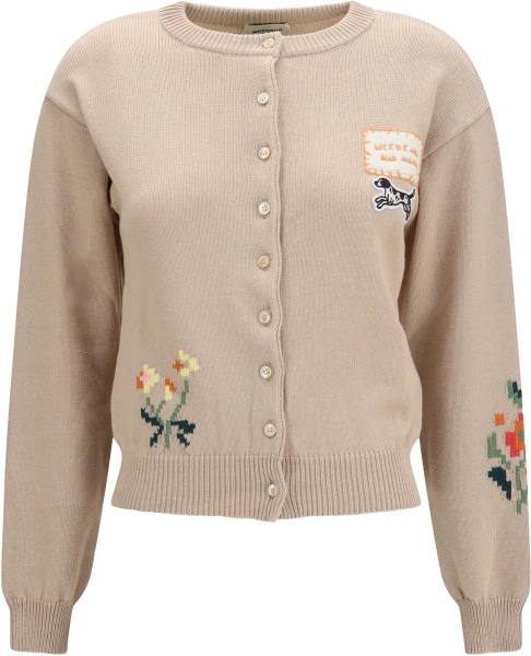 Cardigane Cotton knit Cardigan with intarsia