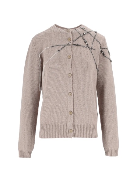 Cardigane PLATINUM CARDIGAN WITH STRASS EMBROIDERY