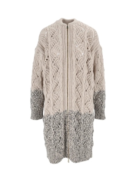 Cardigane PLATINUM OPENWEAVE OVERSIZE BOMBER,DEGRADE' BICOLOR EFFECT