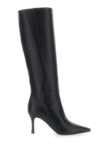 Cizme Black Knee-high heeled boots in leather for women