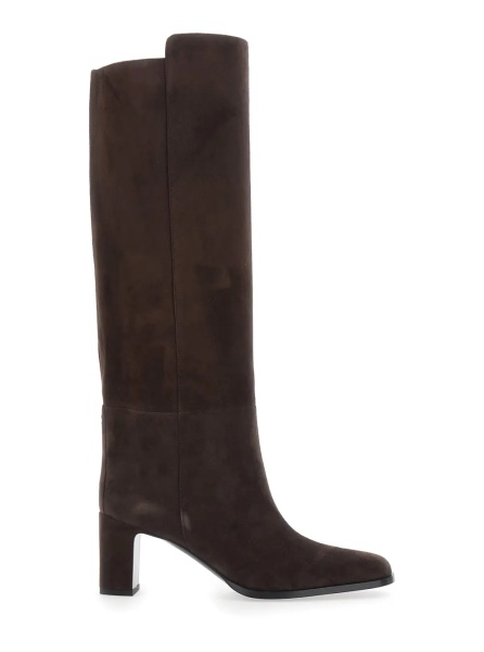 Cizme 'Caly' Brown Knee-High Boots with Round Toe and Medium Heel in Suede for Women