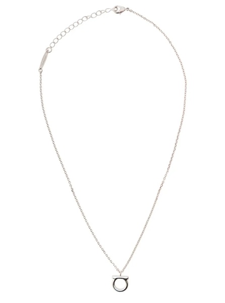 Coliere Necklace with Gancini Charm in Silver-Colored Brass for Women