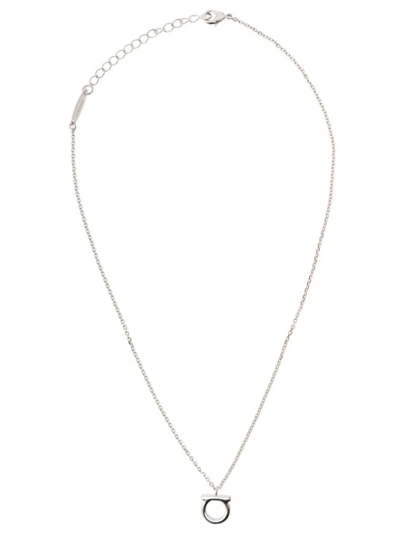 Coliere Necklace with Gancini Charm in Silver-Colored Brass for Women