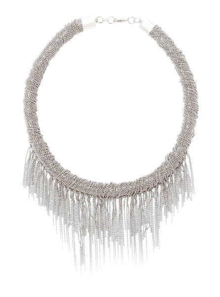 Coliere silver colored Necklace with all-over rhinestone details in metal for women