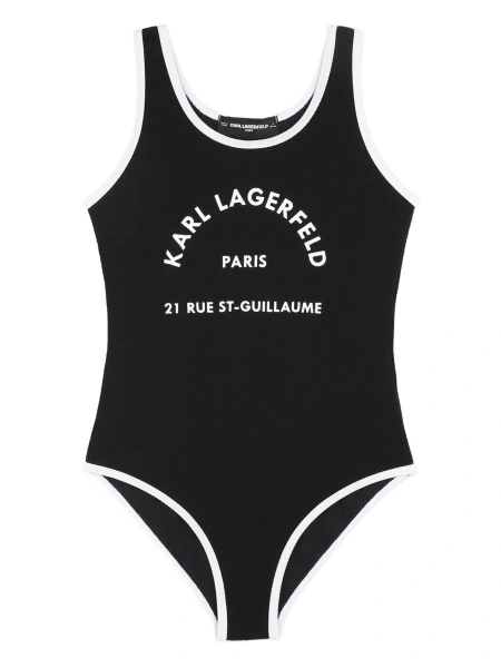 Costum de baie Karl Lagerfeld negru din polyester