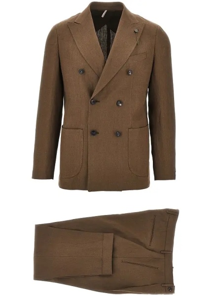 Costum Double-breasted linen tailored suit