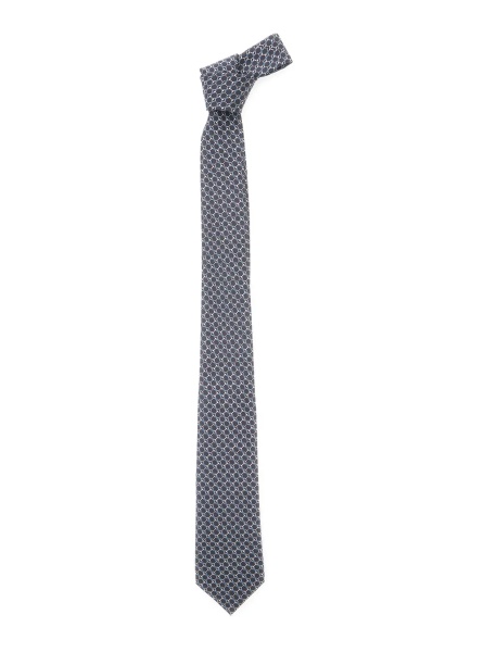 Cravate Grey Tie with All-Over Horsebit Print in Silk Man