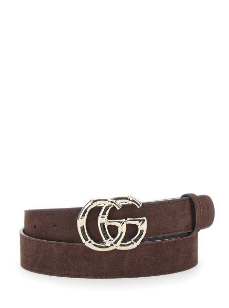 Curea Belt with GG Buckle Closure in Brown Suede Leather for Women