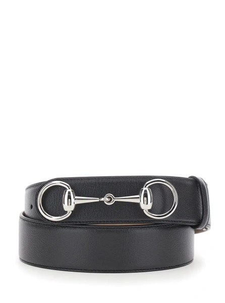 Curea Gucci 'Horsebit' neagra din piele