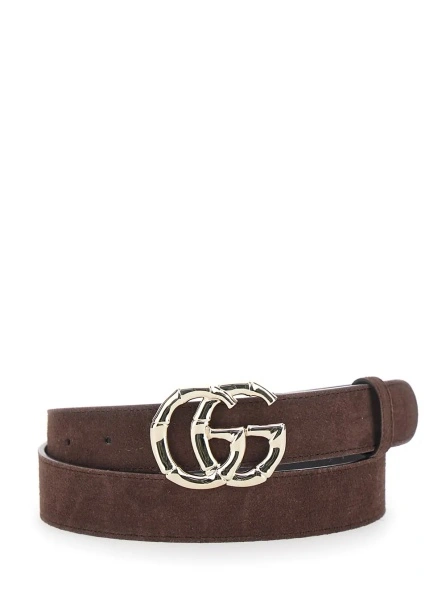 Curea Gucci maro din piele intoarsa