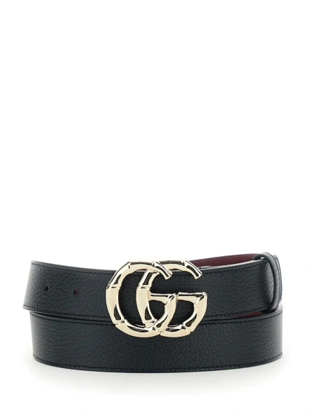 Curea Gucci neagra din piele cu catarama GG