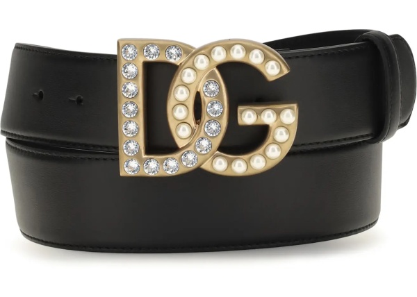 Curea Leather Belt with crystal DG logo