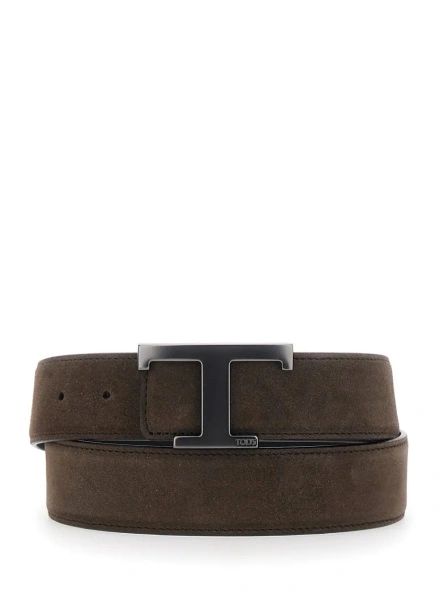 Curea TOD'S maro din piele intoarsa