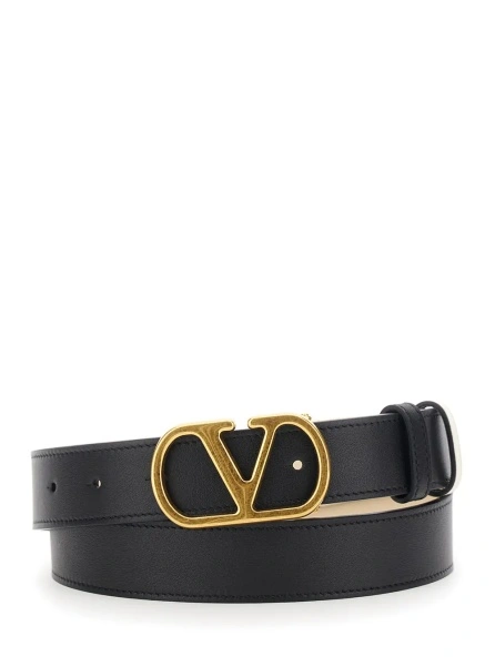Curea Valentino Garavani 'VLogo' neagra din piele