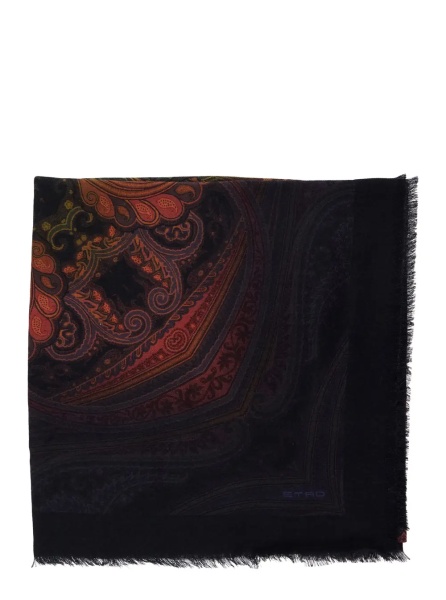 Esarfa 'Aida' multicolor Scarf with logo lettering and all-over print in modal and cashmere for women
