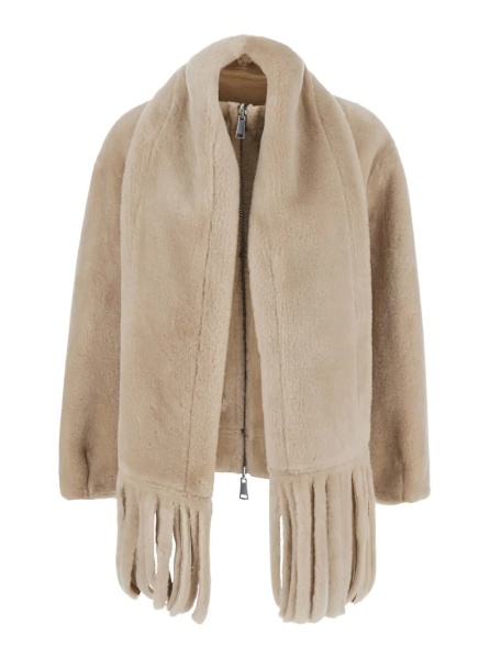 Esarfa beige fur jacket with scarf collar and reversible design in Faux fur for women