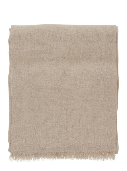 Esarfa Beige Scarf with Fringed Edges and Wraparound Design in Cashmere Blend for Women