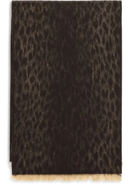 Esarfa Leopard-print wool Scarf with monogram
