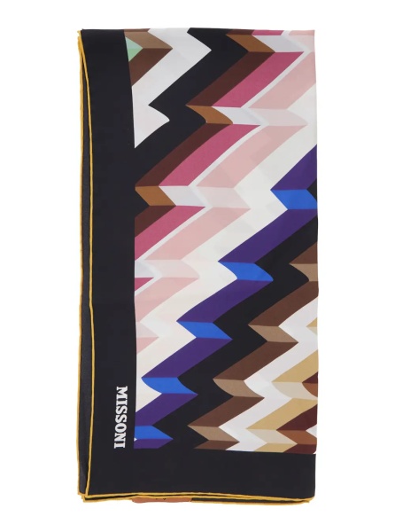 Esarfa Multicolor scarf with logo lettering and striped motif in silk for women