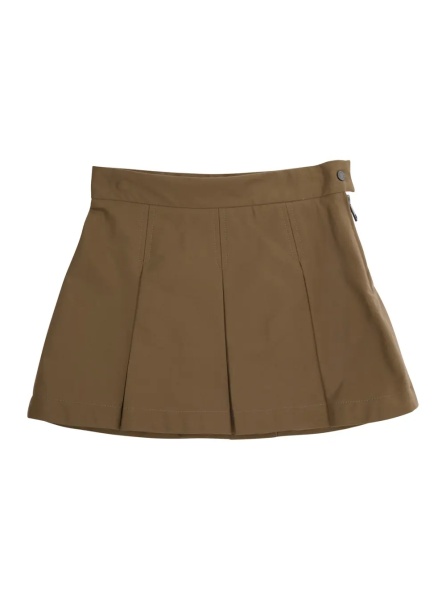 Fusta Beige Pleated Skirt with Logo Patch on Back in Cotton Girl