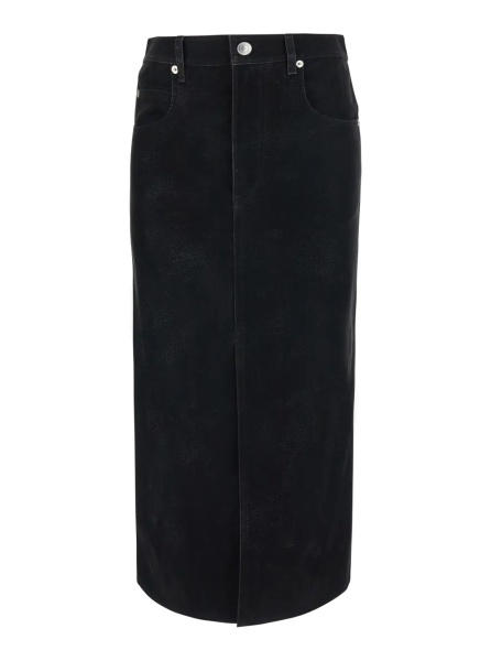 Fusta 'BISANE' black skirt with logo patch on the back in leather-effect fabric for women