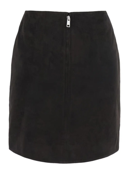 Fusta Black Miniskirt with Zip Closure on the Back in Suede for Women